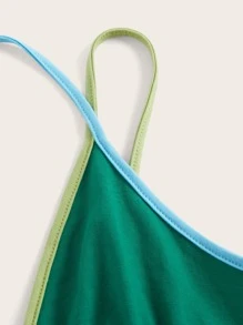 SHEIN ICON Contrast Binding Crisscross Cami Top - Green - View 3