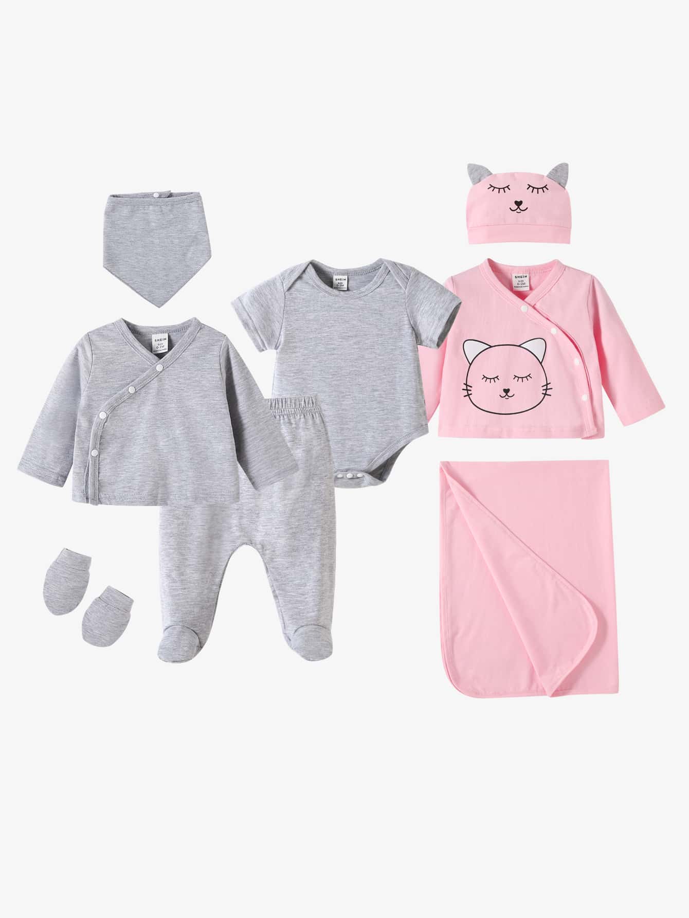 Baby Cartoon Graphic Footed Sleepwear Set - Multicolor - View 1