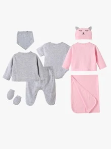 Baby Cartoon Graphic Footed Sleepwear Set - Multicolor - View 2