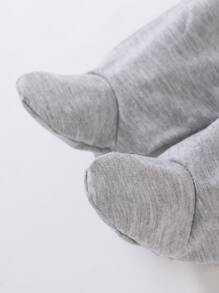 Baby Cartoon Graphic Footed Sleepwear Set - Multicolor - View 3