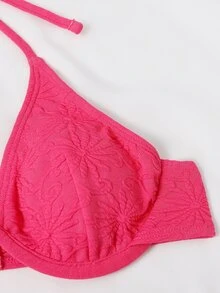 夏季沙灘比基尼鋼圈套裝配沙灘裙 - 玫紅色 - 查看 6