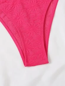 夏季沙灘比基尼鋼圈套裝配沙灘裙 - 玫紅色 - 查看 7