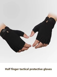 男士素色露指手套