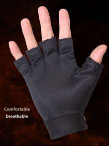 男士素色露指手套