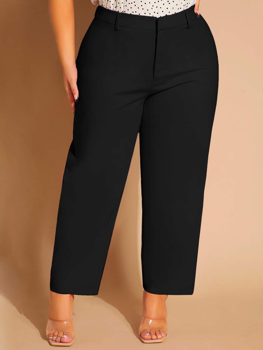 SHEIN SXY Plus Solid Trousers - Black - View 1