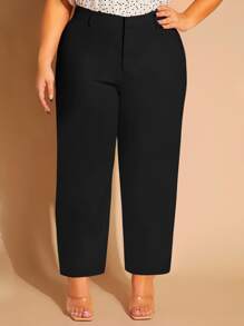 SHEIN SXY Plus Solid Trousers - Black - View 3