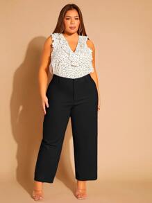 SHEIN SXY Plus Solid Trousers - Black - View 6