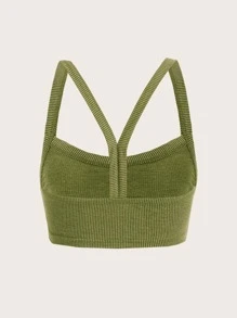 SHEIN ICON Áo khoác và áo lót dành cho xe tăng nữ Đắp vá Gân đan Lá thư Giải trí - Màu xanh Ô liu - Xem 2