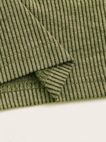 SHEIN ICON Áo khoác và áo lót dành cho xe tăng nữ Đắp vá Gân đan Lá thư Giải trí - Màu xanh Ô liu - Xem 3