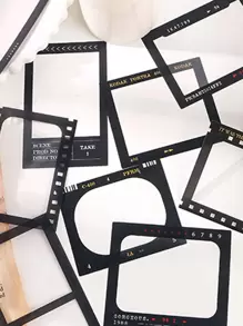 15入組字母圖案現代黑色邊框印花貼花適用於學校 - 彩色 - 查看 1