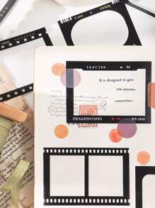 15入組字母圖案現代黑色邊框印花貼花適用於學校 - 彩色 - 查看 2