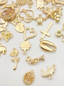 100pcs Alloy Heart & Star DIY Pendant Valentines - Yellow - View 2