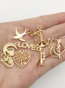 100pcs Alloy Heart & Star DIY Pendant Valentines - Yellow - View 3