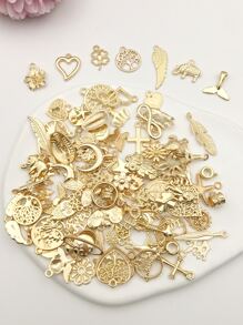 100pcs Alloy Heart & Star DIY Pendant Valentines - Yellow - View 5