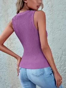 SHEIN LUNE Camiseta de tirantes sólida - Lila Púrpura - Ver 2