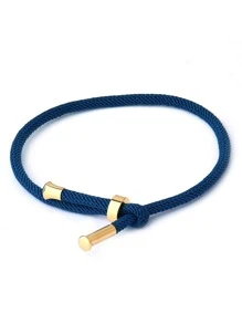 1 件时尚金属装饰绳编织绳手链男士日常装饰圣诞节新年情人节节日礼物 - 藏蓝色 - 查看 2