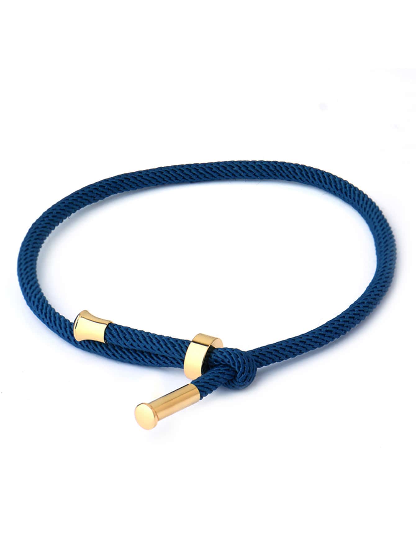 1 件时尚金属装饰绳编织绳手链男士日常装饰圣诞节新年情人节节日礼物