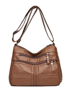 Túi Crossbody Nữ Sọc ca rô - màu nâu - Xem 1