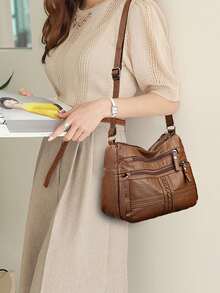 Túi Crossbody Nữ Sọc ca rô - màu nâu - Xem 7
