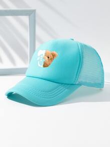 1入組中性卡通熊圖案透氣可調節戶外棒球帽適用於日常 - 淺藍色 - 查看 2