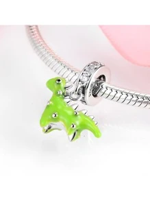 Cubic Zirconia Decor Dinosaur Design Silver DIY Pendant - Silver - View 2