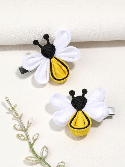 2pcs/pack Cute Bee Design Girls' Hair Clip/headband/kids Hair Accessories For Spring