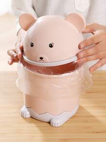 1 hộp lưu trữ túi rác thiết kế hình gấu hoạt hình - Hồng - Xem 1