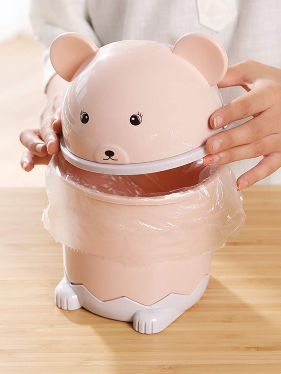 1 hộp lưu trữ túi rác thiết kế hình gấu hoạt hình - Hồng - Xem 1