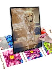 小狗樣式DIY無框鑽石畫 - 彩色 - 查看 2