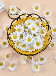 50/100/500 件渐变橙色迷你雏菊花头，逼真的人造花，适用于婚礼派对家居装饰、发夹和头饰 DIY 配饰礼物生日毕业、秋季装饰、秋季 - 白色 - 查看 1