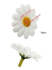 50/100/500 件渐变橙色迷你雏菊花头，逼真的人造花，适用于婚礼派对家居装饰、发夹和头饰 DIY 配饰礼物生日毕业、秋季装饰、秋季 - 白色 - 查看 2