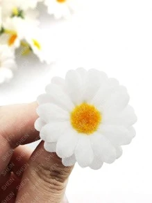 50/100/500 件渐变橙色迷你雏菊花头，逼真的人造花，适用于婚礼派对家居装饰、发夹和头饰 DIY 配饰礼物生日毕业、秋季装饰、秋季 - 白色 - 查看 3