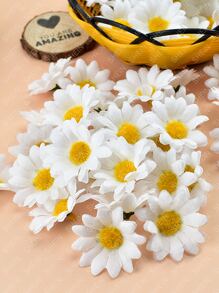 50/100/500 件渐变橙色迷你雏菊花头，逼真的人造花，适用于婚礼派对家居装饰、发夹和头饰 DIY 配饰礼物生日毕业、秋季装饰、秋季 - 白色 - 查看 6