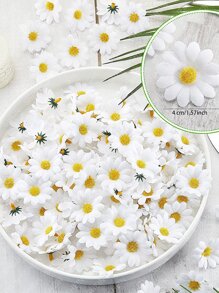 50/100/500 件渐变橙色迷你雏菊花头，逼真的人造花，适用于婚礼派对家居装饰、发夹和头饰 DIY 配饰礼物生日毕业、秋季装饰、秋季 - 白色 - 查看 7