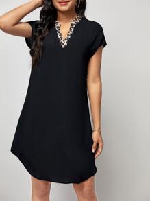 SHEIN LUNE Đầm In hoa Báo Giải trí - màu đen - Xem 4