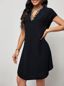 SHEIN LUNE Đầm In hoa Báo Giải trí - màu đen - Xem 6