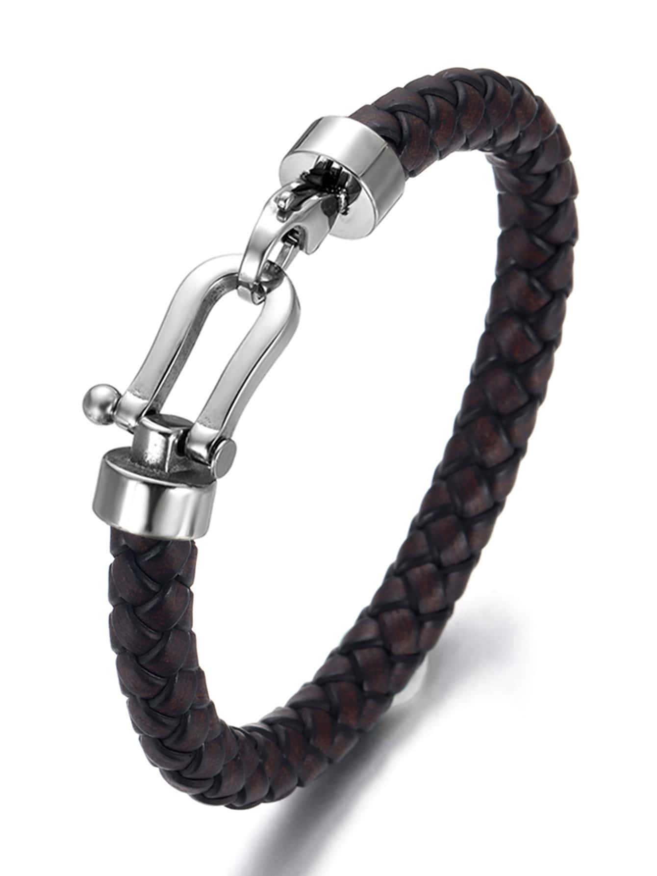 Men Braided Bracelet - Coffee Brown - View 1