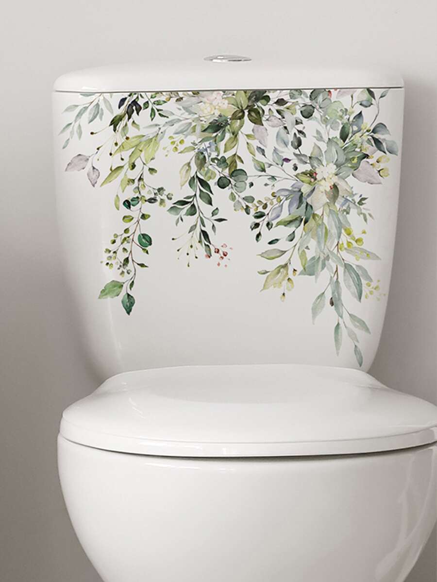 1 decal nắp bồn cầu họa tiết lá - màu xanh lá - Xem 1