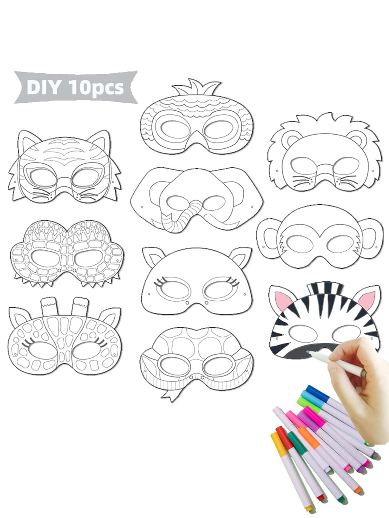10pcs Cartoon Animal Design Photobooth Prop, Modern Paper Photo Booth Accessory For Party