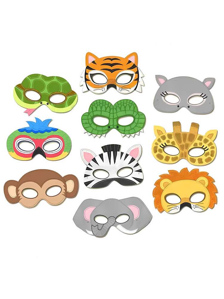 10pcs Cartoon Animal Design Photobooth Prop, Modern Paper Photo Booth Accessory For Party