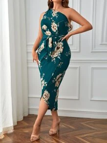 SHEIN Privé Đầm Plus Size Thắt lưng Trọn gói Hoa Thanh lịch - Nhiều màu - Xem 3