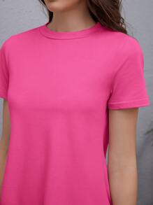 SHEIN LUNE Đầm màu trơn Giải trí - Hồng - Xem 6