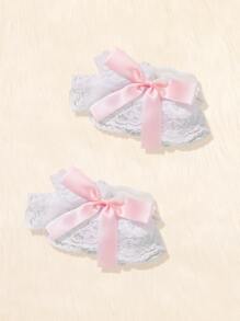 ROMWE Kawaii Bow Decor Ruffle Design Fake Cuffs Valentines