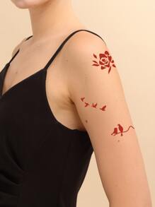 4pcs/pack Flower & Butterfly Pattern Hollow Out Tattoo Stencil Template