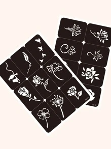 4pcs/pack Flower & Butterfly Pattern Hollow Out Tattoo Stencil Template
