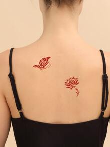 4pcs/pack Flower & Butterfly Pattern Hollow Out Tattoo Stencil Template
