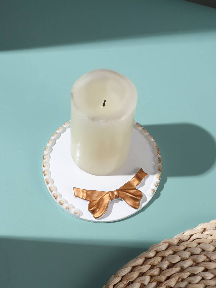1pc ABS Candle Holder, Modern Bow Decor Candle Holder For Home - Multicolor - View 1