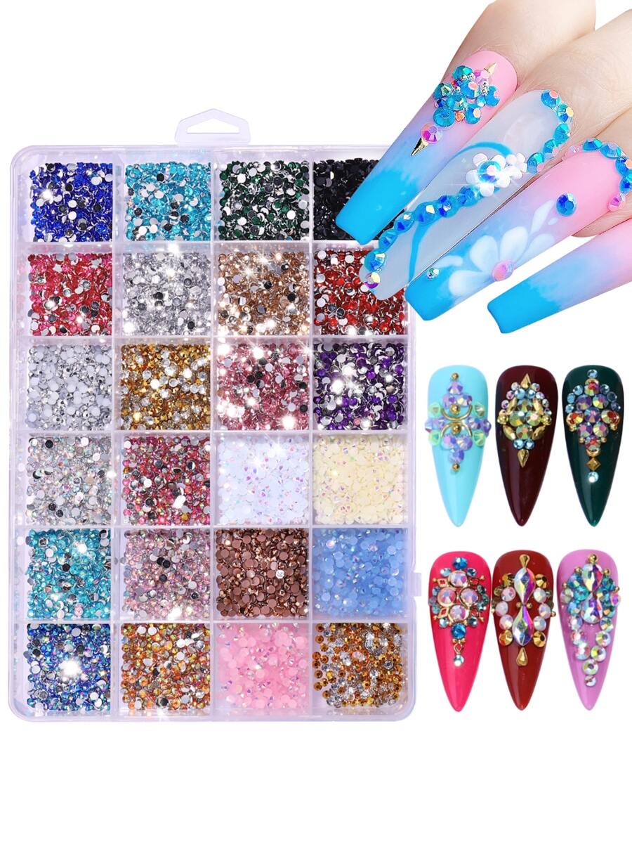 1 caja de decoración de uñas con diamantes de imitación 3D - Multicolor - Ver 1