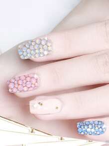 1袋平底玻璃美甲鑽石,用於diy美甲裝飾 - 粉色 - 查看 2