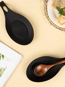 1入組套矽膠勺托廚房用極簡主義黑色勺托 - 黑色 - 查看 1
